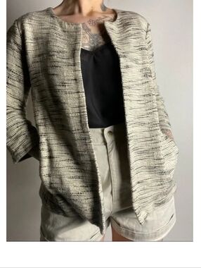 Eileen Fisher Organic Cotton Boxy Jacket‎ Open Front Size S/P